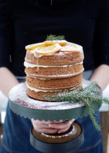 Norwegian Sirupskake (Layered Spice Cake with Candied Oranges and Orange Frosting)