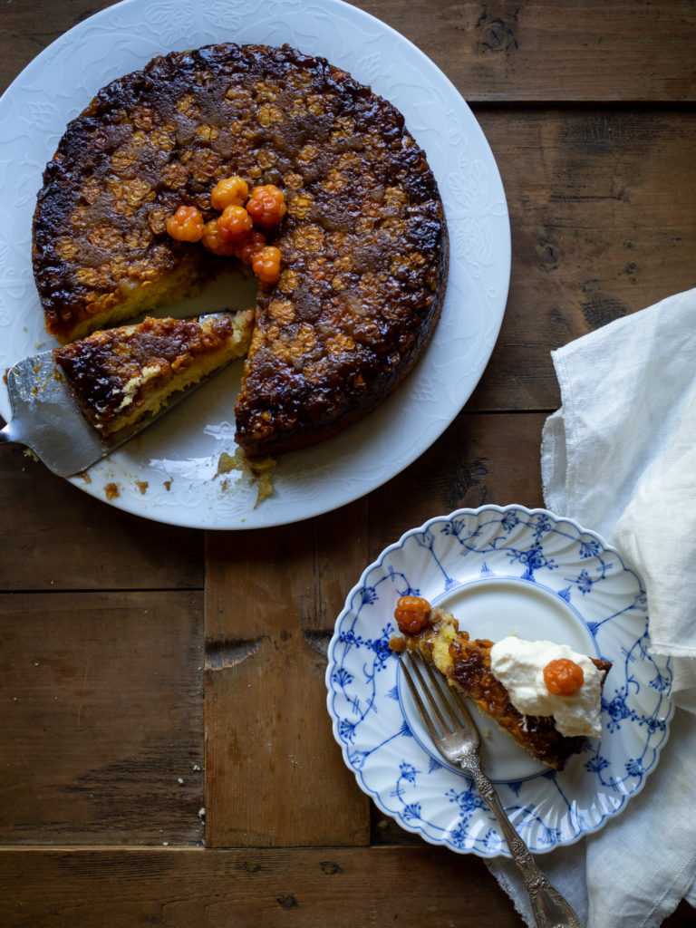 Cloudberry Upside Down Cake (multekake) North Wild Kitchen