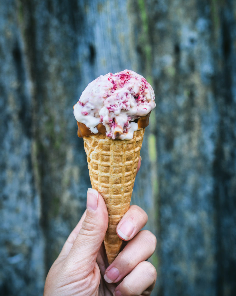 No-Churn Brunost and Raspberry Swirl Ice Cream