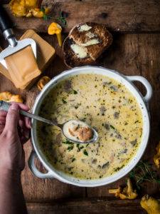 Creamy Chanterelle and Brunost Soup