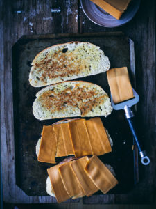 Norwegian brown cheese on toasts