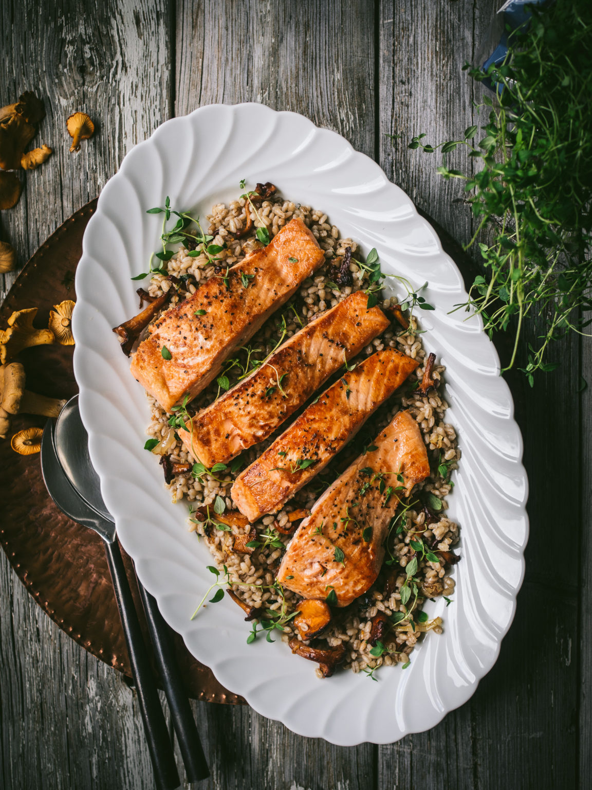 PanSeared Salmon with Buttery Chanterelles & Barley North Wild Kitchen