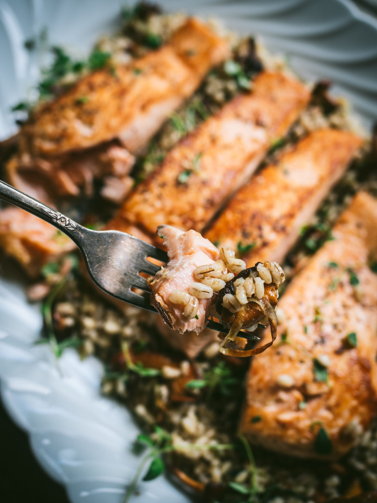 PanSeared Salmon with Buttery Chanterelles & Barley North Wild Kitchen