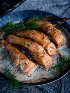 Conifer Needle and Brown-Butter Salmon