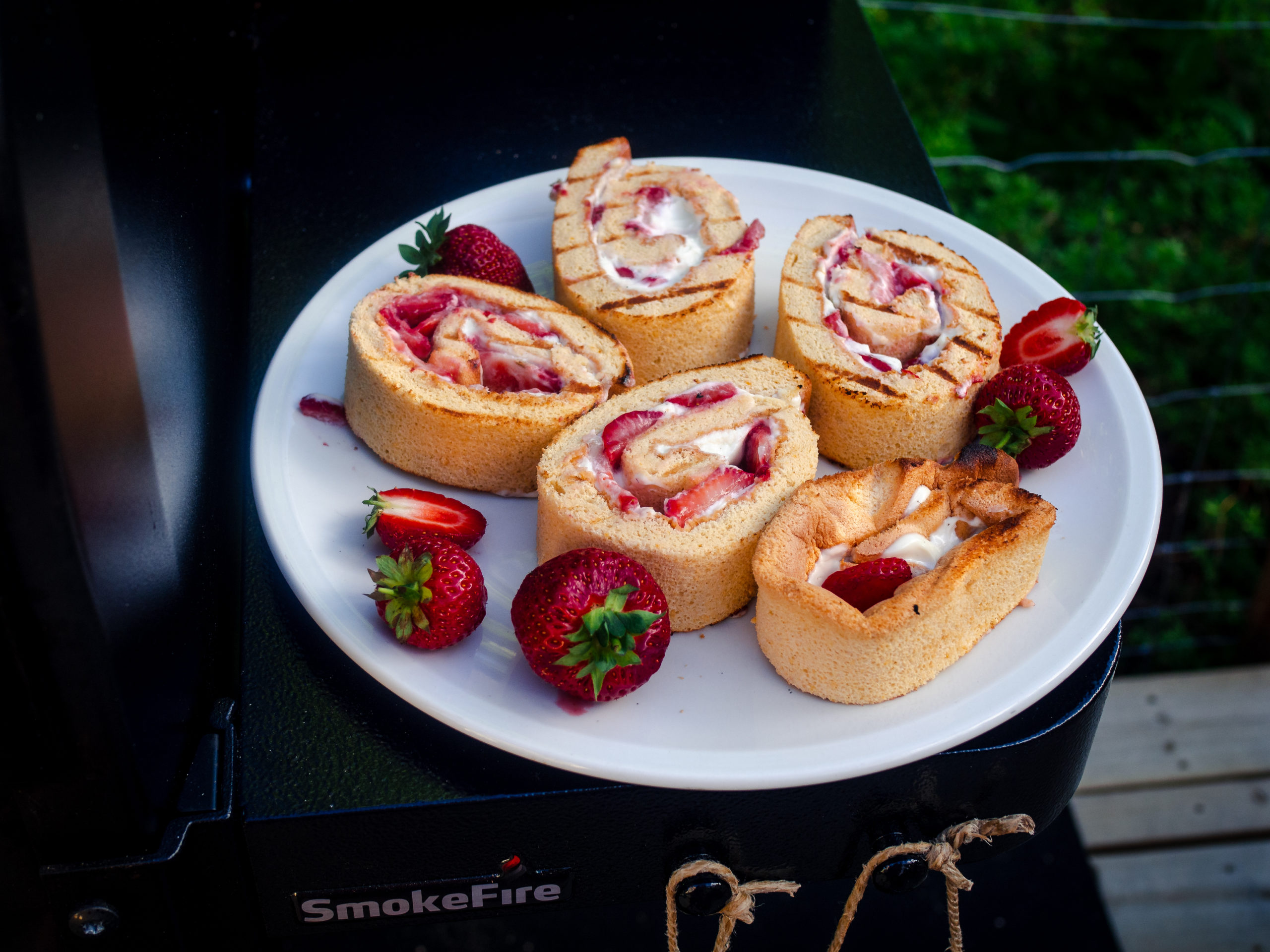 Grilled Strawberry & Cream Swiss Roll Cake