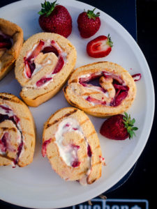 Grilled Strawberry & Cream Swiss Roll Cake