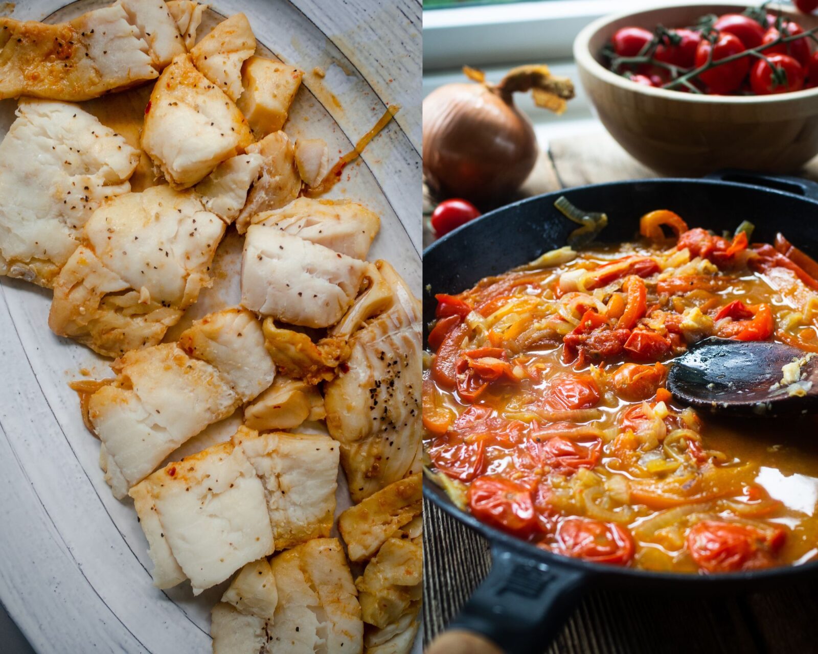 One-Pan Buttery Cod with Tomatoes & Peppers - North Wild Kitchen