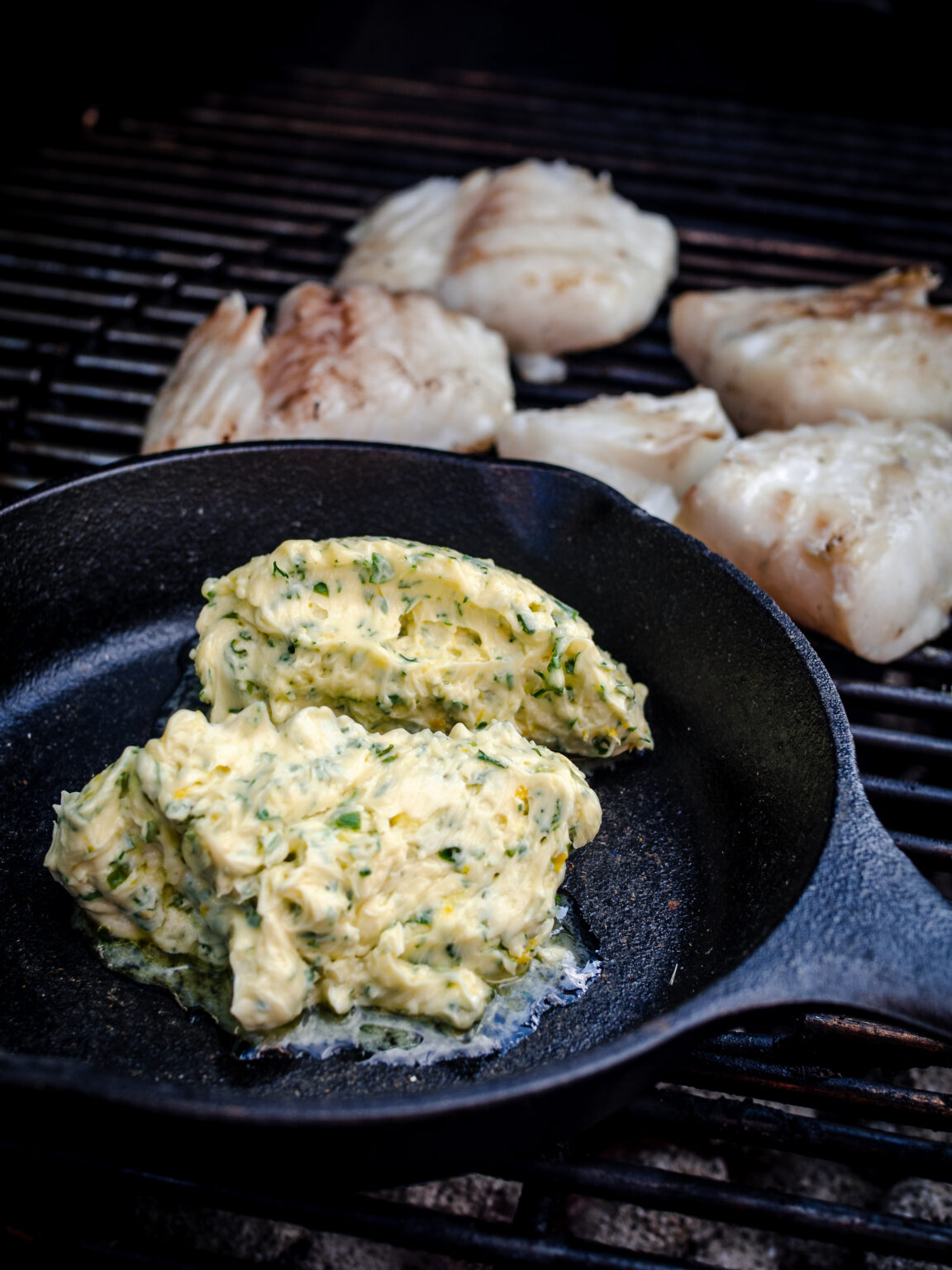 Quick-Cured Grilled Cod and Tomatoes with Herb Butter and Creamy Green ...
