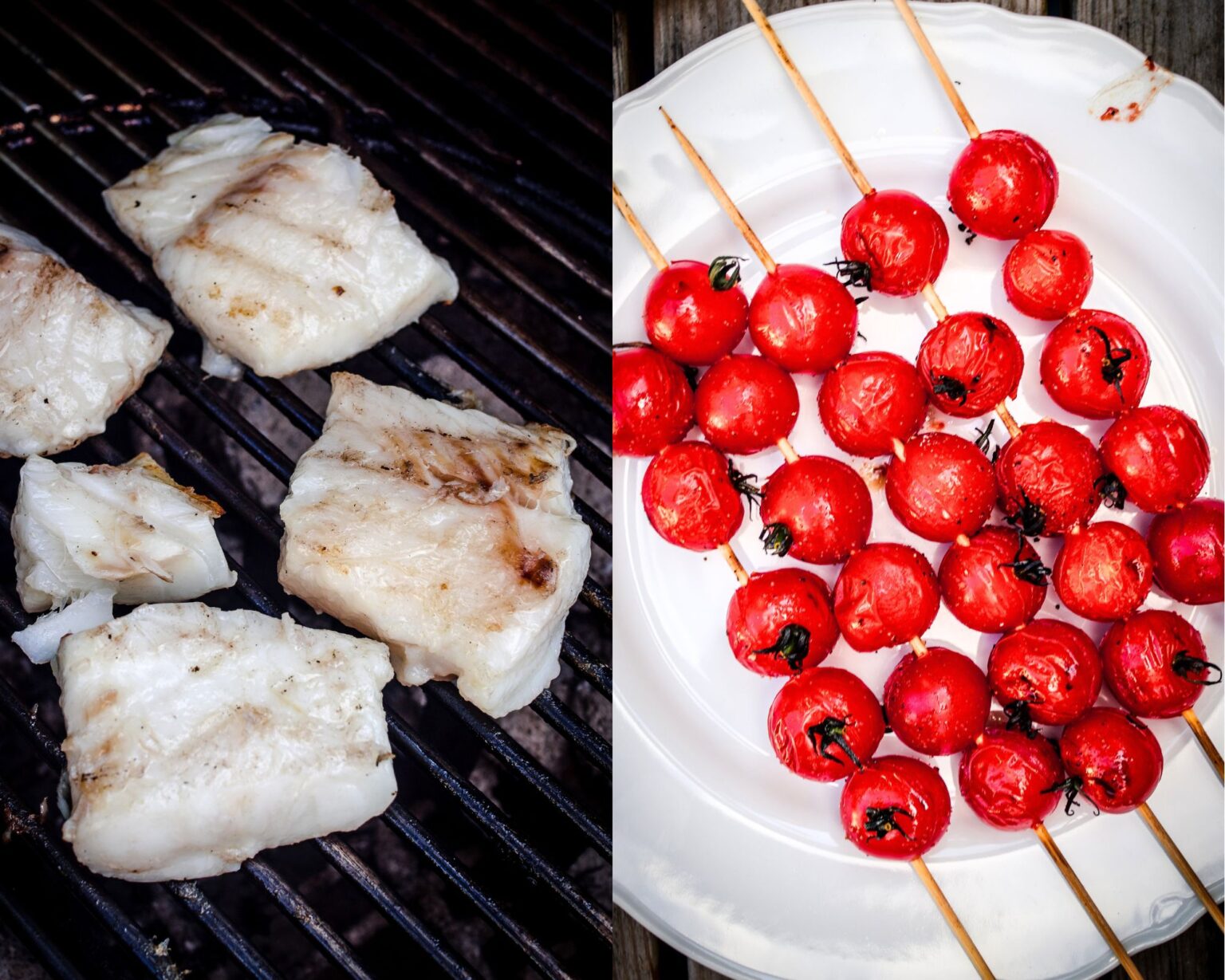 Quick-Cured Grilled Cod and Tomatoes with Herb Butter and Creamy Green ...