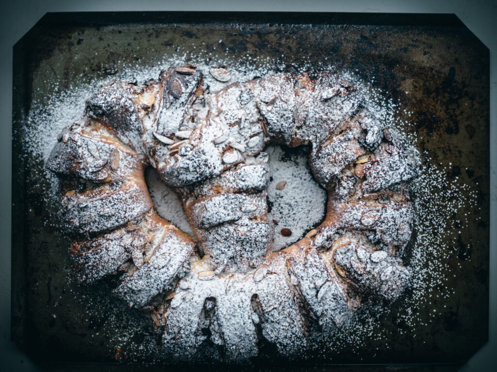 Marzipan Wreath with Dried Fruits (Julekringle)