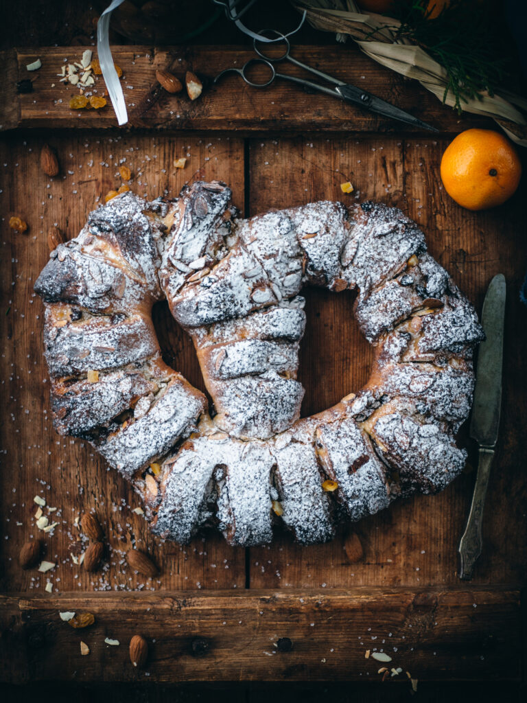 Marzipan Wreath with Dried Fruits (Julekringle)