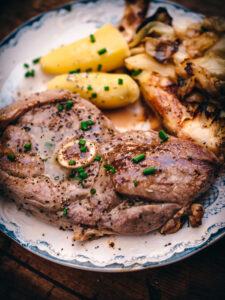 Lamb Steaks with Cabbage