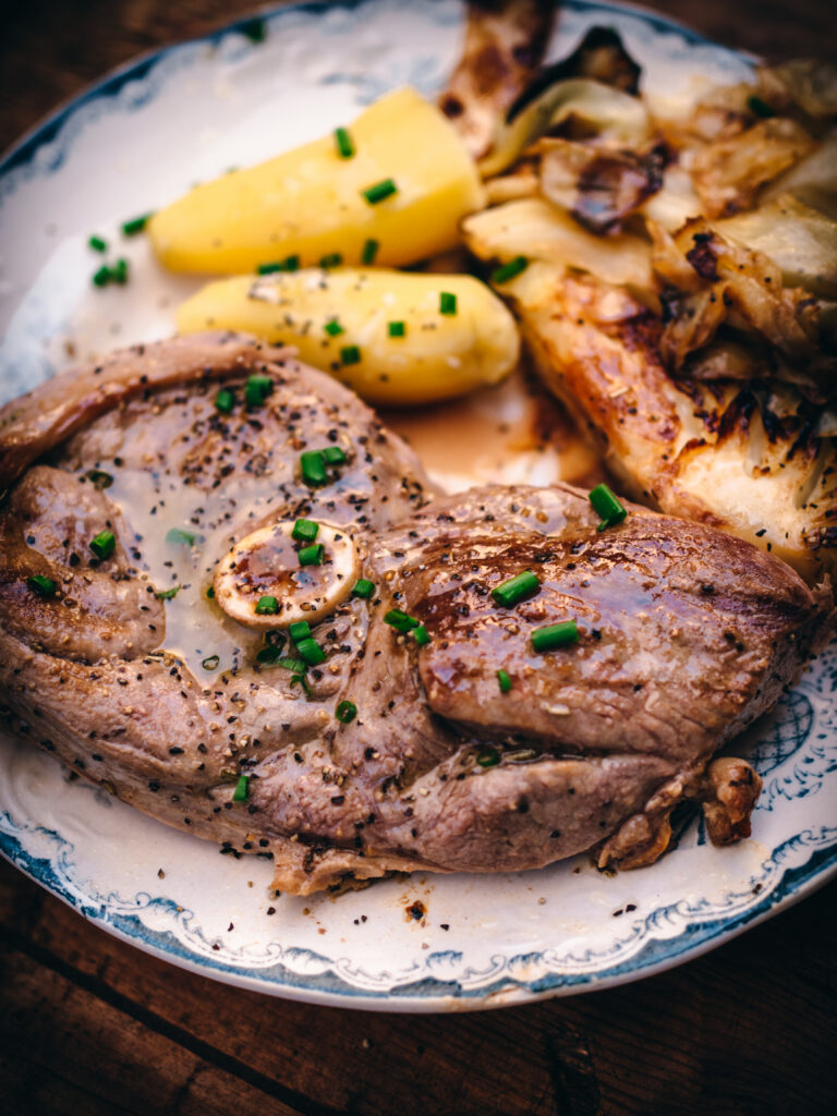 Lamb Steaks with Cabbage